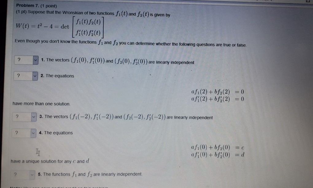 Solved Problem 7. (1 point) (1 pt) Suppose that the | Chegg.com