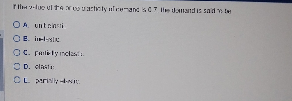 Solved If the value of the price elasticity of demand is | Chegg.com