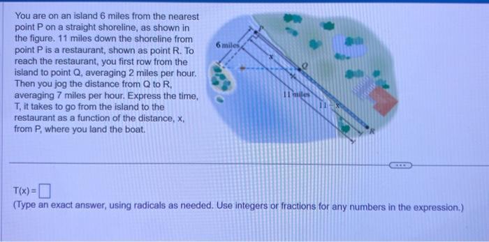 solved-you-are-on-an-island-6-miles-from-the-nearest-point-p-chegg