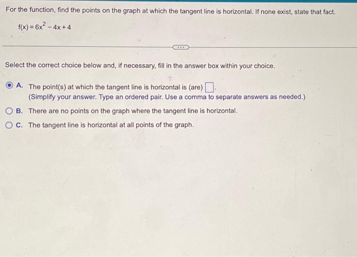 Solved For the function, find the points on the graph at | Chegg.com