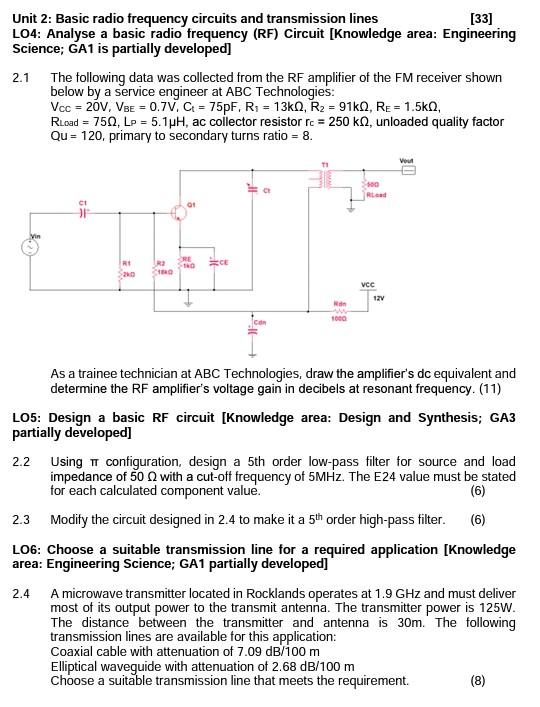 Unit 2 Basic radio frequency circuits and