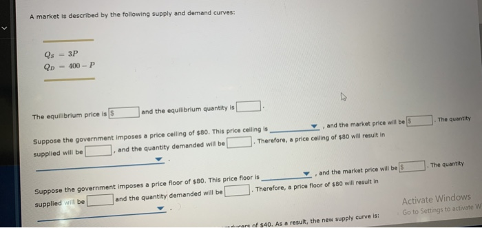 Solved A Market Is Described By The Following Supply And | Chegg.com