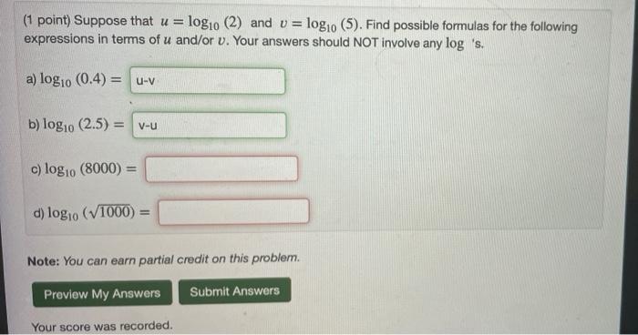 solved-1-point-suppose-that-u-log10-2-and-v-log10-chegg