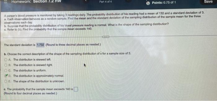 Solved Homework: Section 7.2 HW Part 4 Of 4 Points: 0.75 Of | Chegg.com