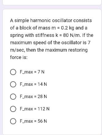 Solved A simple harmonic oscillator consists of a block of | Chegg.com