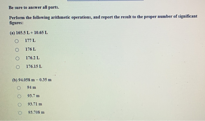 Solved Be Sure To Answer All Parts. Perform The Following | Chegg.com