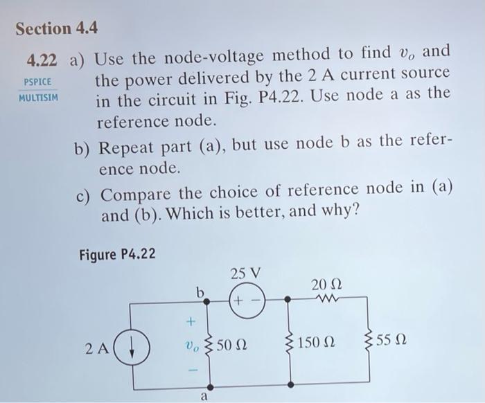 Solved A) Use The Node-voltage Method To Find Vo And The | Chegg.com