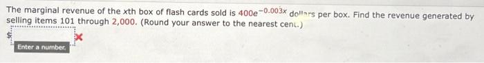 Solved The marginal revenue of the x th box of flash cards Chegg com