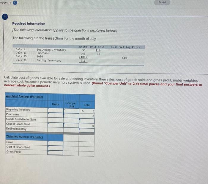 Solved Calculate cost of goods available for sale and ending