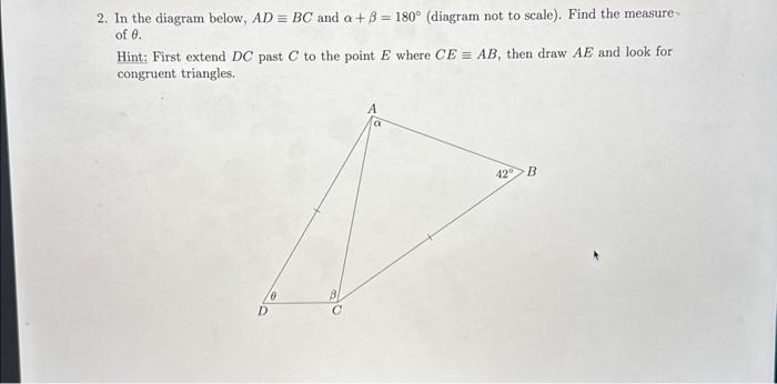 Solved 2. In The Diagram Below, Ad≡bc And α+β=180∘ (diagram 