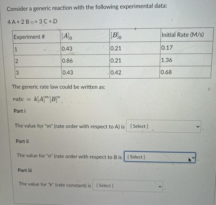 Solved Consider a generic reaction with the following | Chegg.com