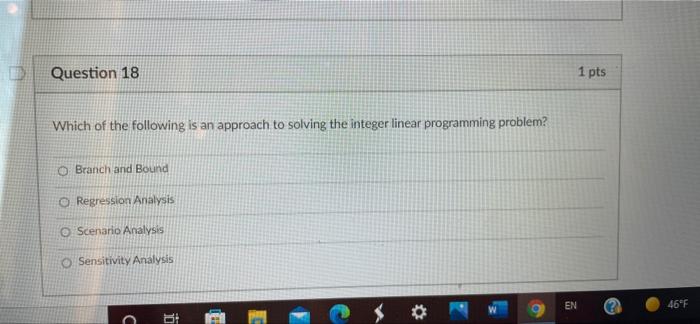 Solved Question 18 1 pts Which of the following is an | Chegg.com