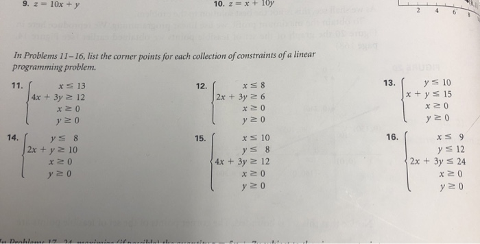 Yコーナー Solved 9. z = 10x + y 10. z = x + 10y 2 4 In Problems 11-16