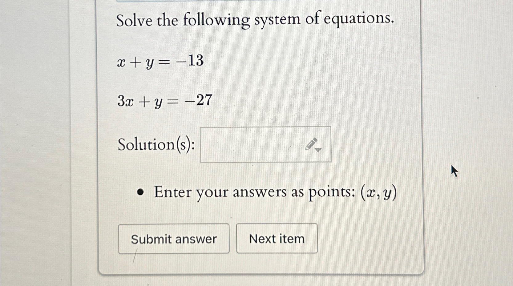 Solved Solve the following system of | Chegg.com