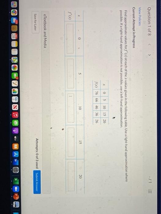 Solved Question 1 of 8 -/1 E View Policies Current | Chegg.com