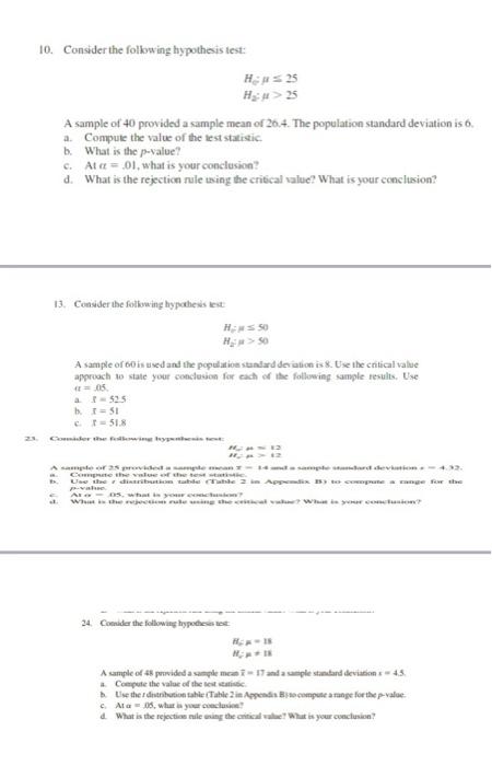 Solved 9. Consider the following hypothesis test: | Chegg.com