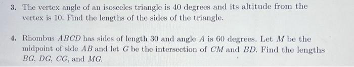 if the vertex angle of an isosceles triangle is 40 degrees