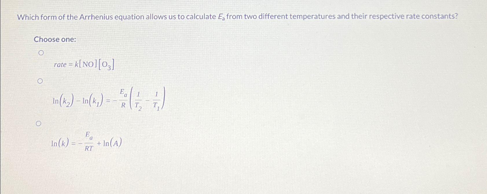 Solved Which form of the Arrhenius equation allows us to | Chegg.com