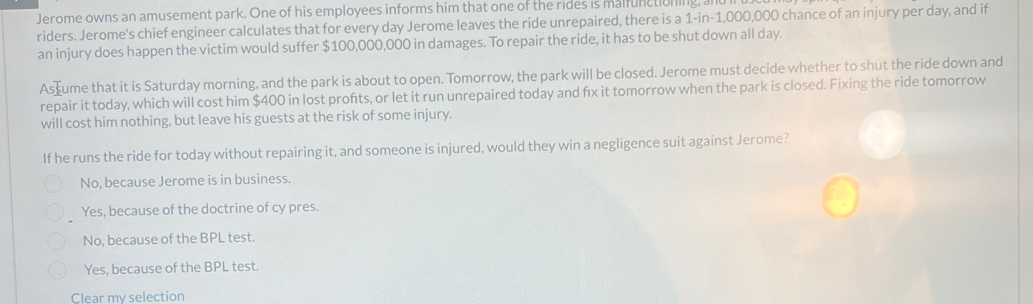 Solved Jerome owns an amusement park. One of his employees | Chegg.com