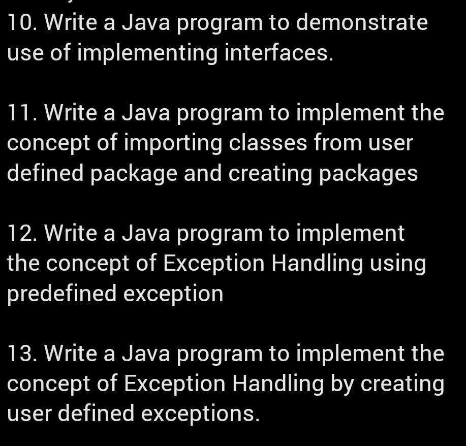 Predefined Exceptions in Java