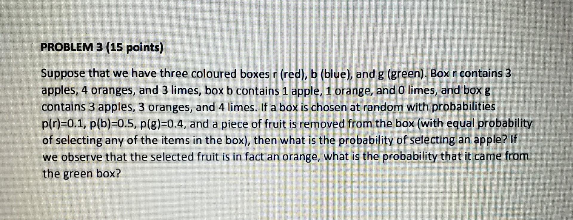Solved PROBLEM 3 (15 points) Suppose that we have three | Chegg.com
