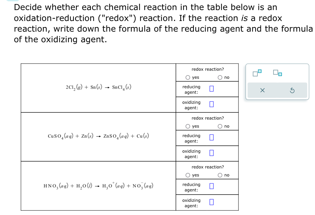 Solved Decide whether each chemical reaction in the table | Chegg.com