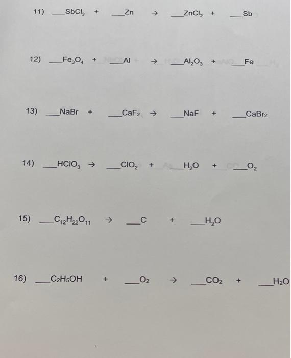 Solved EXERCISE 6: Balancing Equations Rules for balancing | Chegg.com