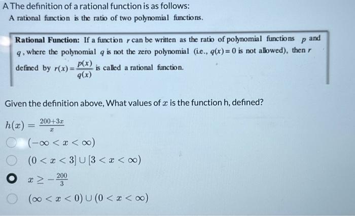 A The definition of a rational function is as | Chegg.com