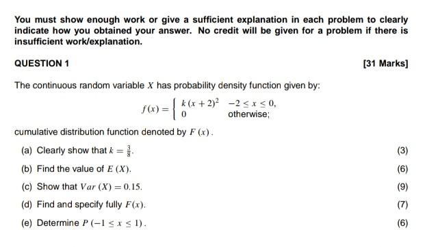 Solved You must show enough work or give a sufficient | Chegg.com