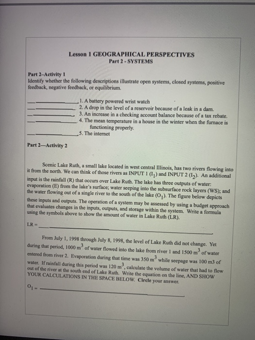 Solved 2. 3 Lesson 1 GEOGRAPHIC PERSPECTIVES Part 1 - | Chegg.com