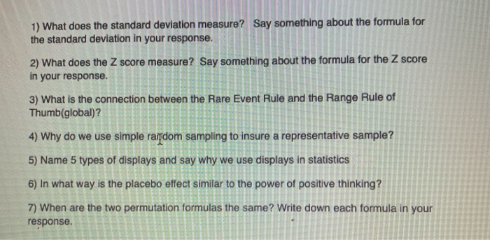 Solved 1 What Does The Standard Deviation Measure Say S Chegg Com