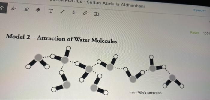 Solved Model 2 Attraction Of Water Molecules 10 Describe Chegg Com