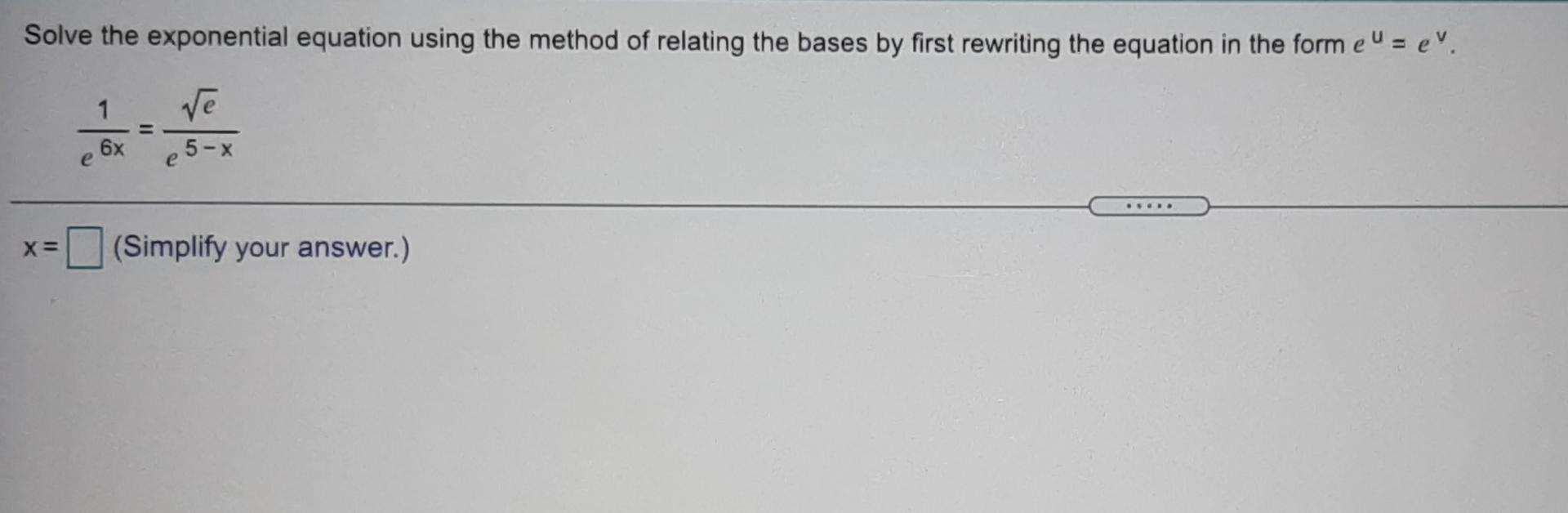 Solved Solve the exponential equation using the method of | Chegg.com