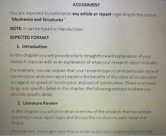 Solved ASSIGNMENT You are expected to summarize any article | Chegg.com