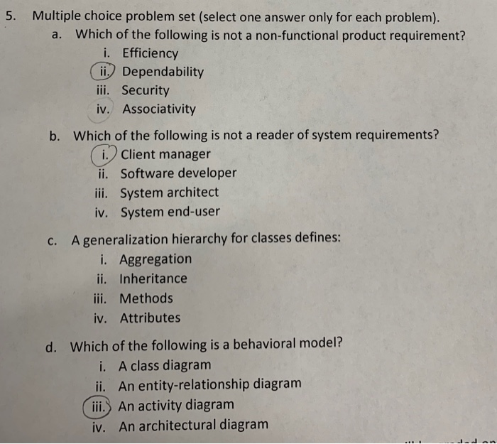 Solved 5. Multiple choice problem set (select one answer | Chegg.com