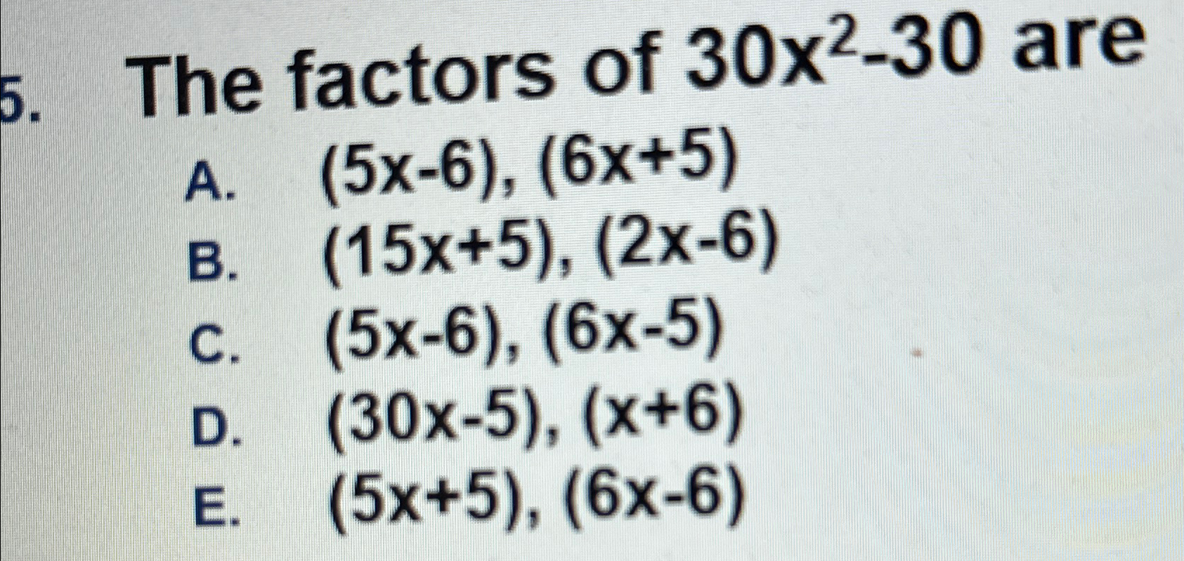 X 2 5X 30 0 visual data 4