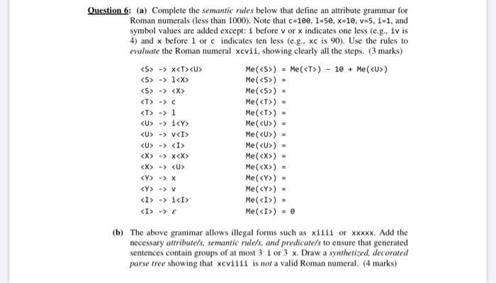 Question 6 A Complete The Semantic Rules Below Chegg Com