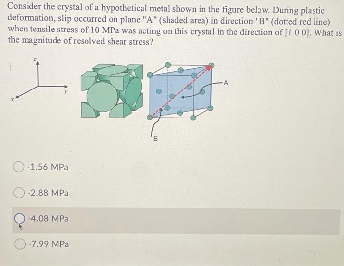 Solved Consider the crystal of a hypothetical metal shown in | Chegg.com