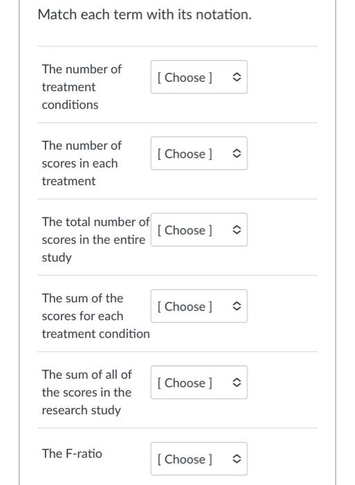 Match each term with its notation. [Choose ] The