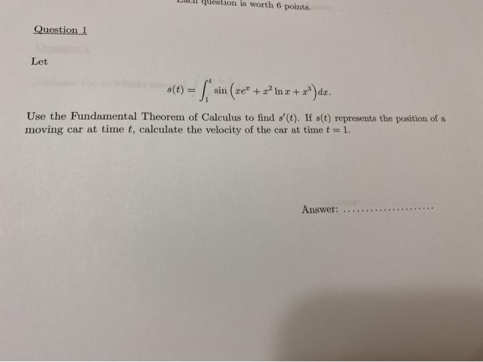 Solved qliestion is worth 6 points. Question 1 Let s(t) = 5 | Chegg.com