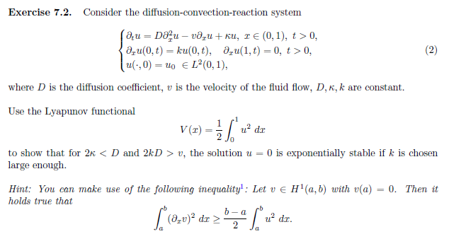 [Solved]: Exercise 7.2. Consider the diffusion-convection-r