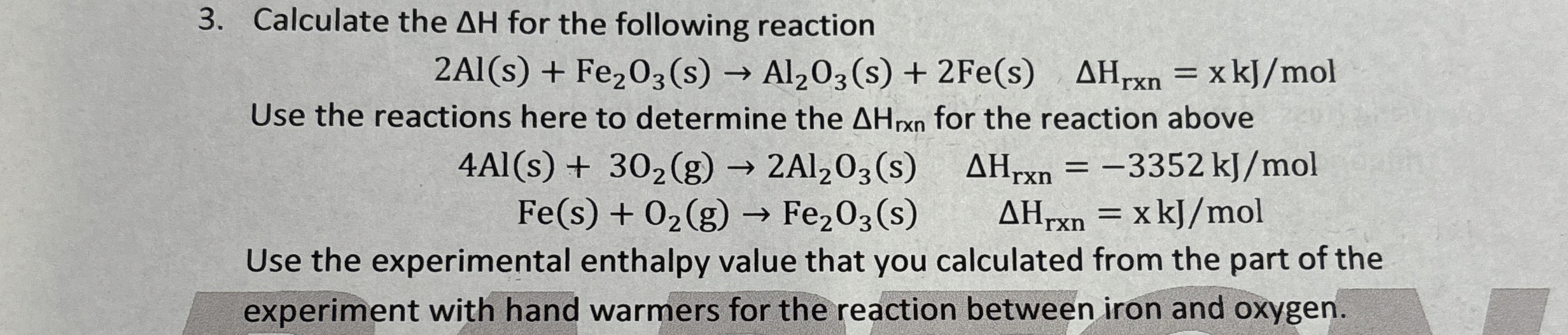 Solved Calculate the ΔH ﻿for the following | Chegg.com
