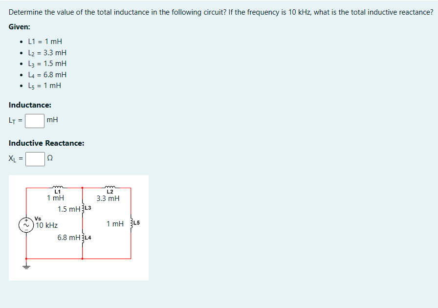 Solved Determine the value of the total inductance in the | Chegg.com