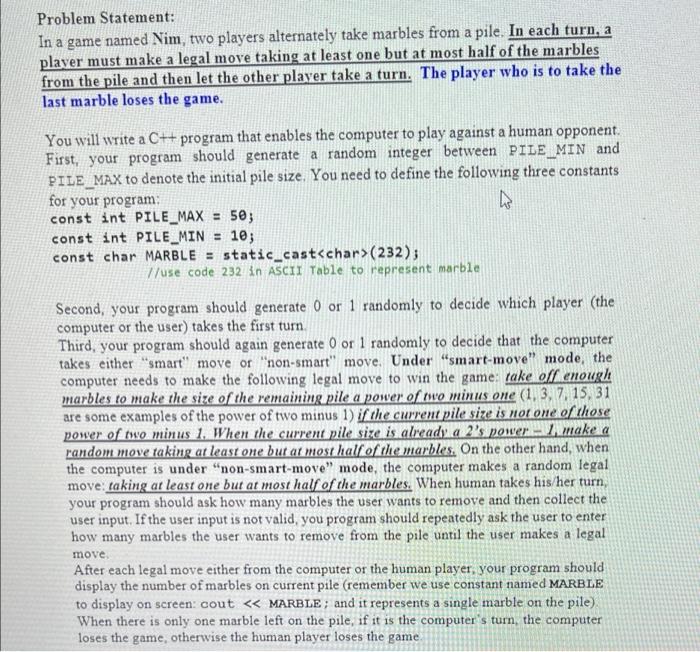 Solved Problem Statement: In a game named Nim, two players | Chegg.com
