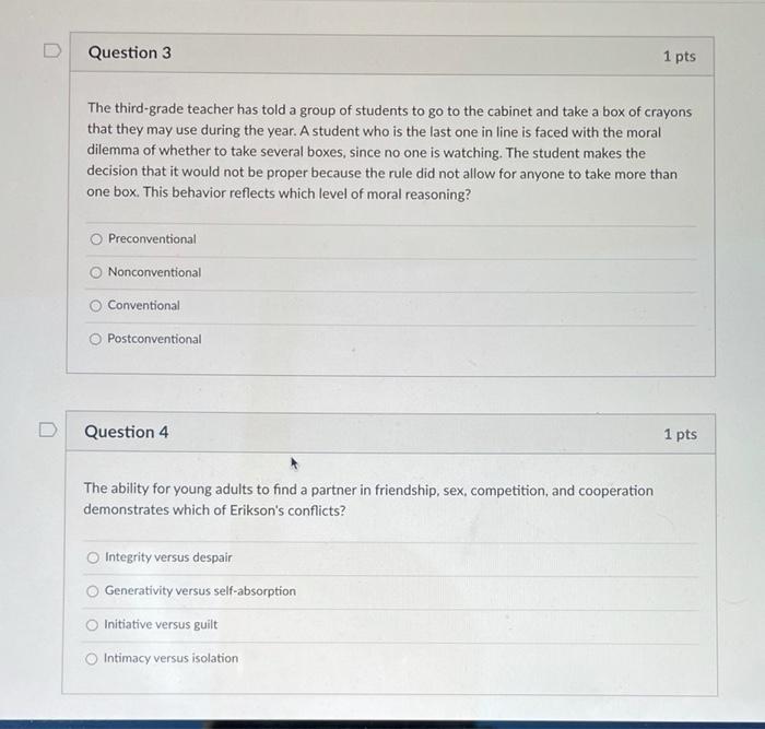 Solved Question 3 1 pts The third-grade teacher has told a | Chegg.com