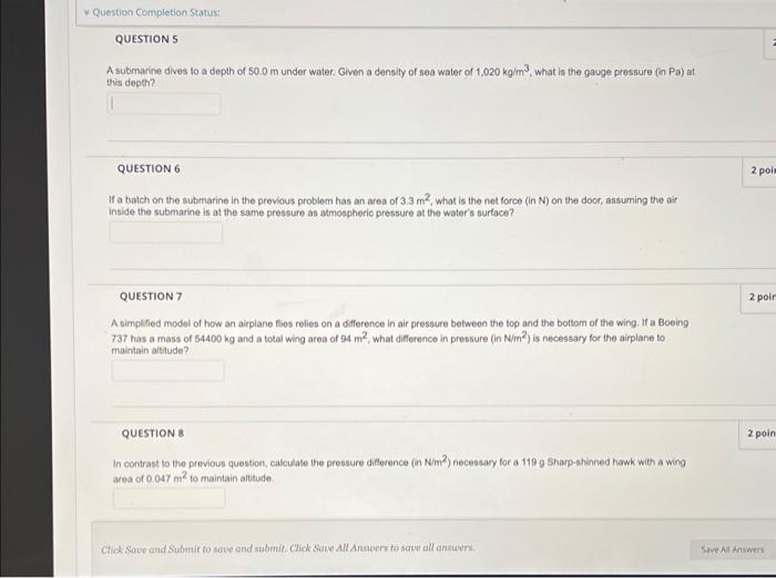 Solved Question completion Status QUESTIONS A submarine