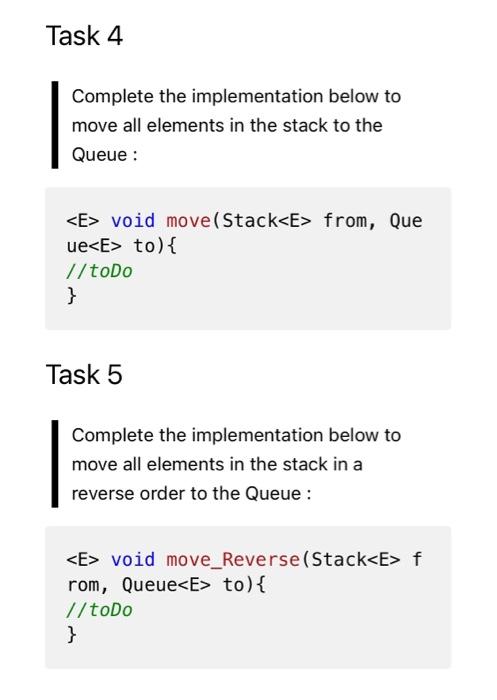 Solved Task 4 Complete the implementation below to move all | Chegg.com