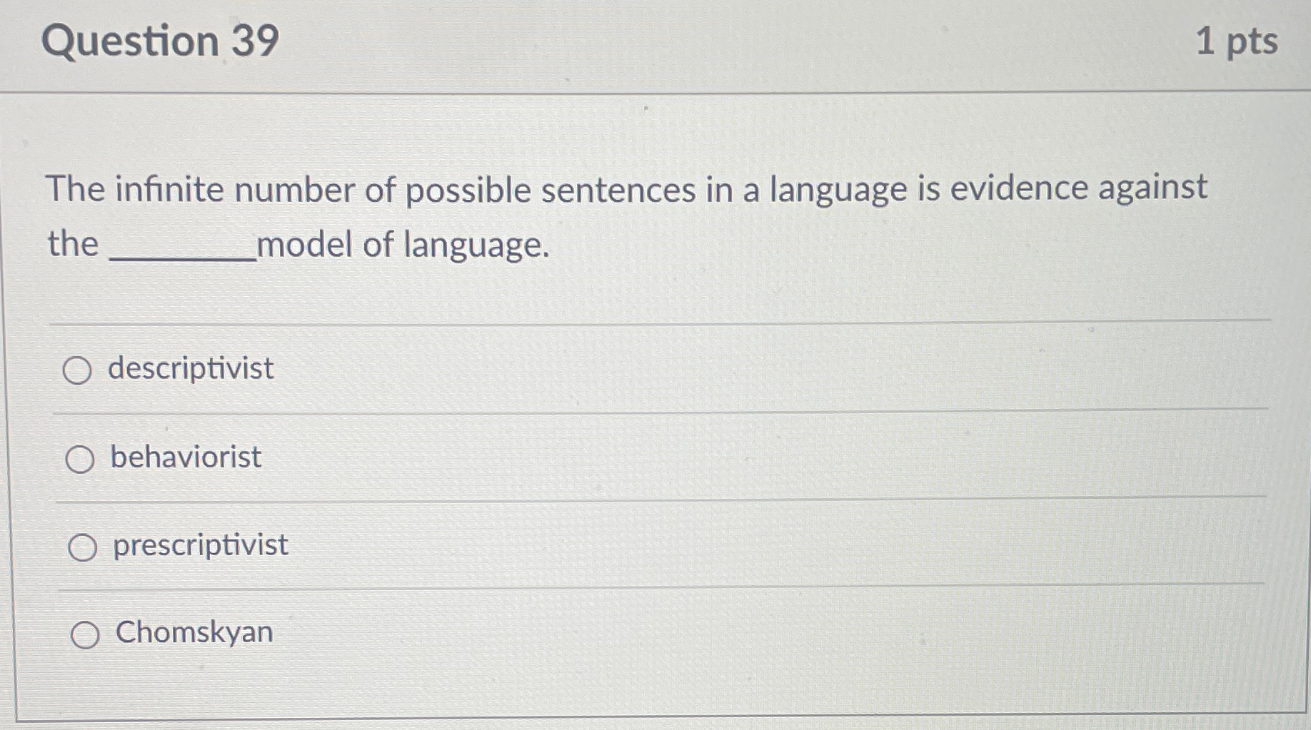 Solved Question 391 ﻿ptsThe infinite number of possible | Chegg.com