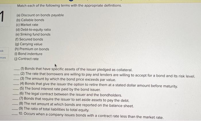 Solved Match each of the following terms with the | Chegg.com