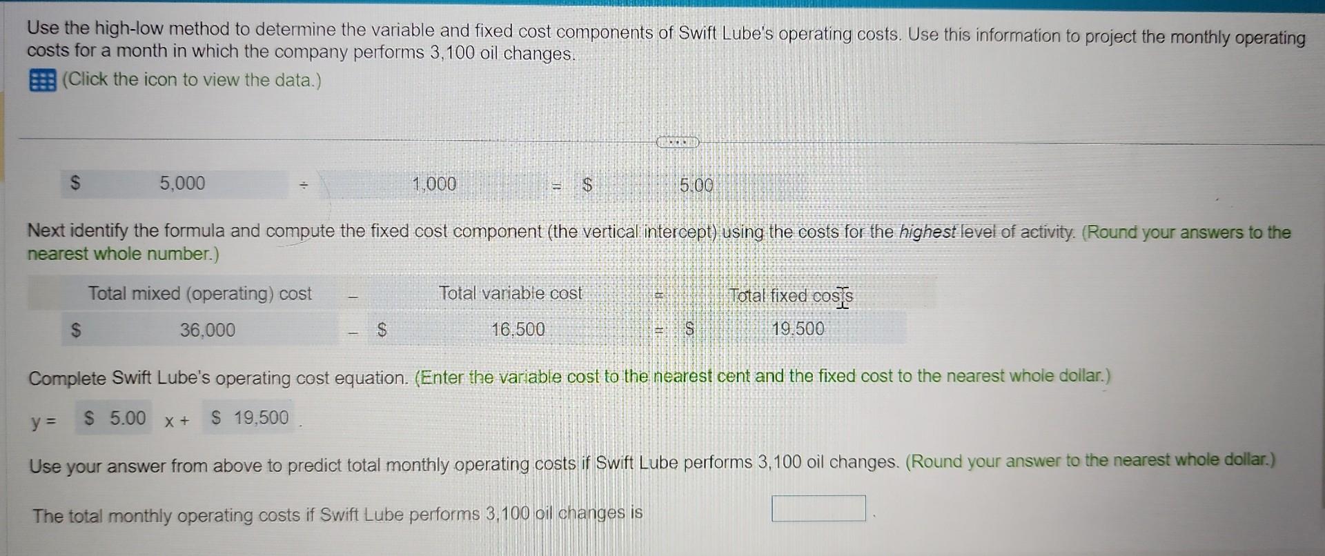 Solved Use the highlow method to determine the variable and